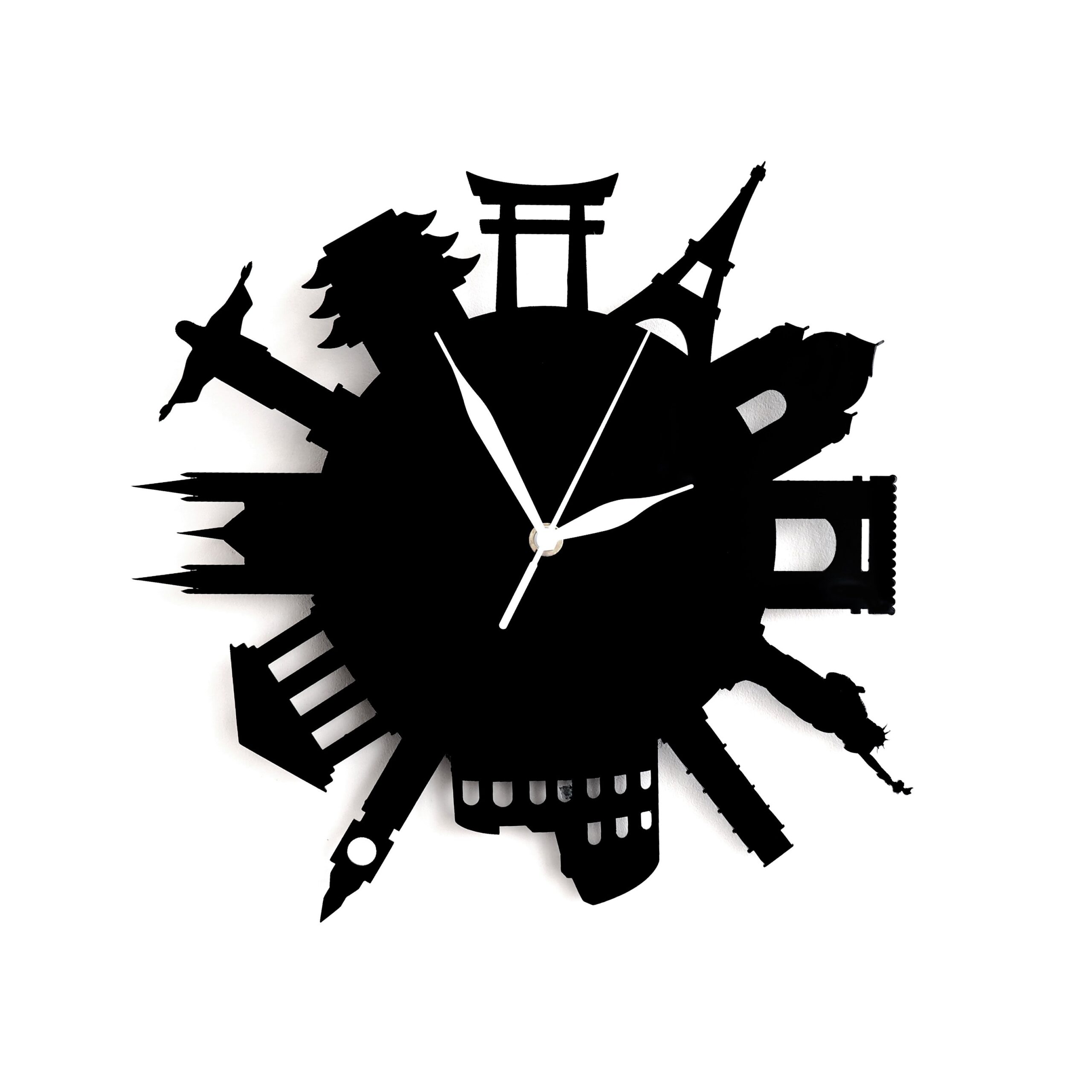 Настенные часы бесшумные Вокруг Света 30см черные •