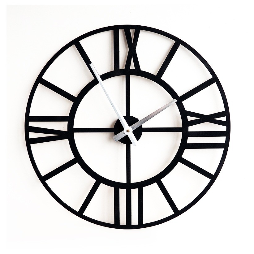 Настенные часы большие Лофт черные 50 см •