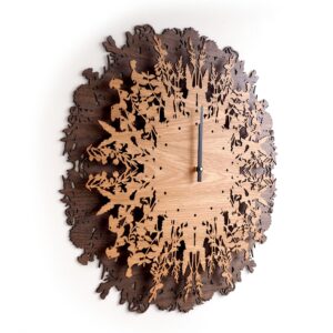 Большие настенные часы "Ботаника" 60 см, шпон ореха и дуба
