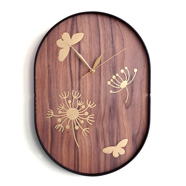Дизайнерские часы из дерева с латуннью